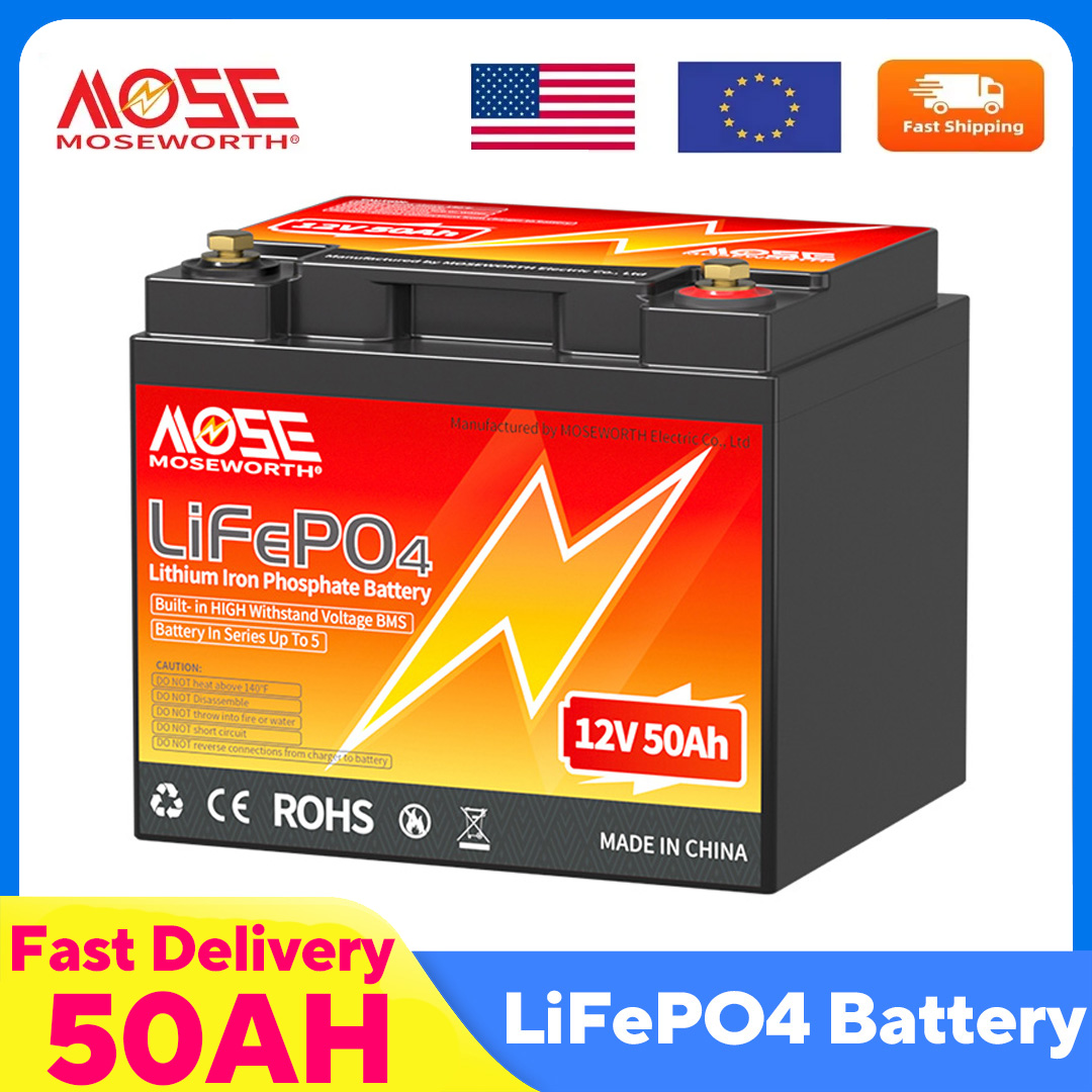 Agm Deep Cycle Battery - MOSEWORTH 12V 50Ah LiFePO4 Battery 50A