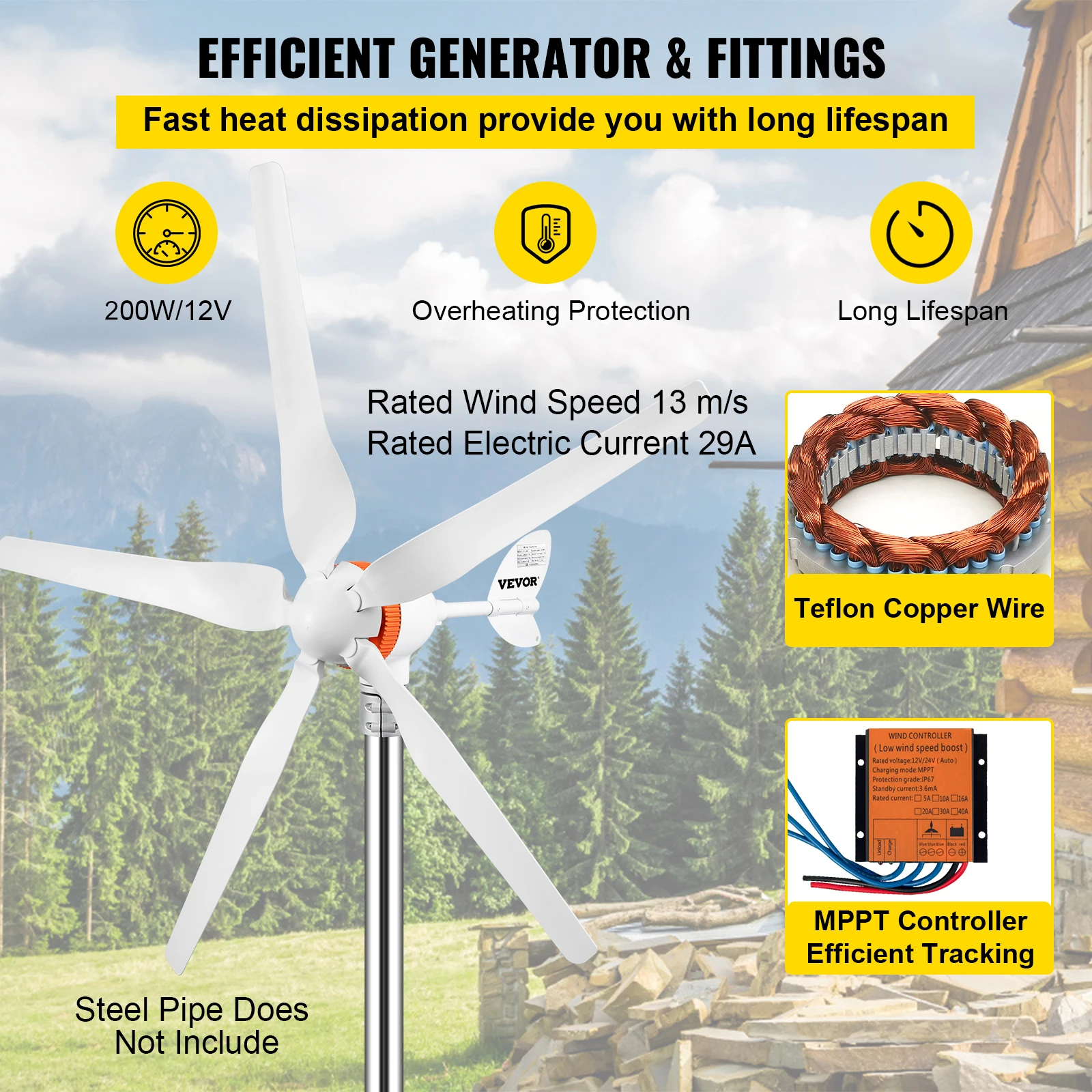 Small Wind Turbine Generator 3 - Renewable Energy Use 评论和价格